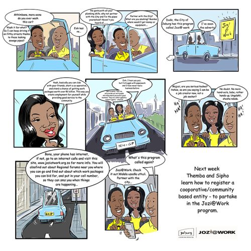 Educational cartoon strip for the City of Jhb